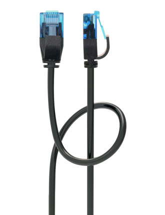 POWERTECH καλώδιο δικτύου PTR-0143 Cat 6a U/UTP, copper, slim, 2m, μαύρο