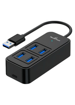 POWERTECH USB hub PTR-0153, 4x θυρών, 5 Gbps, USB σύνδεση, μαύρο