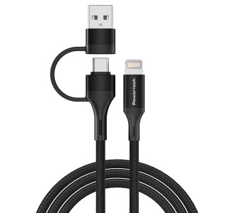 POWERTECH καλώδιο USB & USB-C σε Lightning PTR-0159, PD 27W, copper, 1.5m, μαύρο