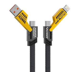 POWERTECH καλώδιο USB-C/USB σε USB-C/Lightning PTR-0164, 65W, 480Mbps, 1m, μαύρο