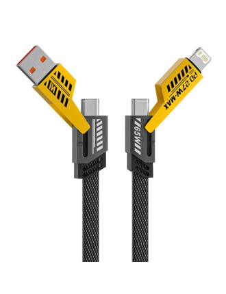 POWERTECH καλώδιο USB-C/USB σε USB-C/Lightning PTR-0164, 65W, 480Mbps, 1m, μαύρο