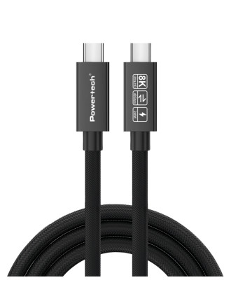 POWERTECH καλώδιο USB-C PTR-0165, USB4, 240W, 40Gbps, 8K/60Hz, 1m, μαύρο
