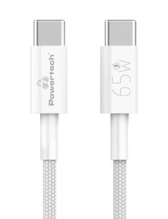 POWERTECH καλώδιο USB-C PTR-0181, 65W, 480Mbps, 1m, λευκό