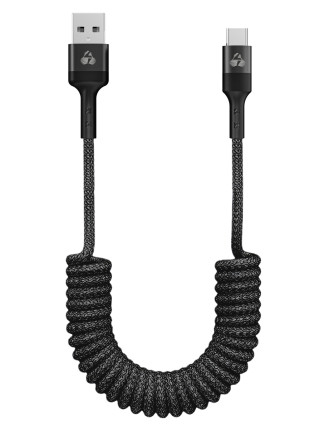 POWERTECH καλώδιο USB-C σε USB PTR-0197 με spiral καλώδιο, PD 60W, 480Mbps, 1m, μαύρο