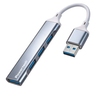 POWERTECH USB hub PTR-0207, 4x θυρών, USB 3.0, 5Gbps, USB σύνδεση, γκρι POWERTECH USB hub PTR-0207, 4x θυρών, USB 3.0, 5Gbps, USB σύνδεση, γκρι