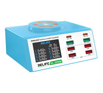 RELIFE σταθμός φόρτισης RL-309AW, 6x USB/2x USB-C/wireless, 100W, λευκός