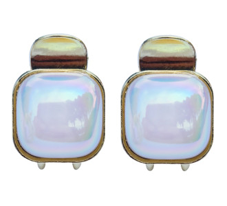 ROXXANI κλιπ μαλλιών RXN-0006 με τετράγωνη οπάλ πέτρα, χρυσό, 2τμχ