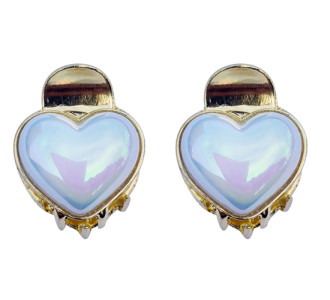 ROXXANI κλιπ μαλλιών RXN-0007 με οπάλ πέτρα σε σχήμα καρδιά, χρυσό, 2τμχ