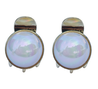 ROXXANI κλιπ μαλλιών RXN-0009 με στρογγυλή οπάλ πέτρα, χρυσό, 2τμχ