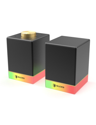 SADES gaming ηχεία Dionsyn με RGB φωτισμό, 2x 5W, Bluetooth & USB-C/USB, μαύρα