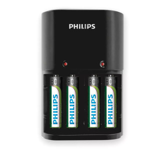 PHILIPS φορτιστής μπαταριών AA & AΑΑ NiMH SCB1450NB με 4x AAA, μαύρος