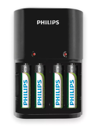 PHILIPS φορτιστής μπαταριών AA & AΑΑ NiMH SCB1450NB με 4x AAA, μαύρος PHILIPS φορτιστής μπαταριών AA & AΑΑ NiMH SCB1450NB με 4x AAA, μαύρος
