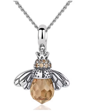 BAMOER κολιέ μέλισσα SCC035+SCA010-45 με κυβική ζιρκόνια, ασήμι 925, ασημί