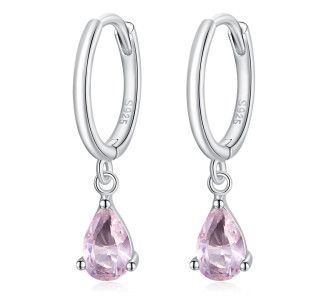 BAMOER σκουλαρίκια κρίκος SCE1018 με ροζ κυβική ζιρκόνια, ασήμι 925 BAMOER σκουλαρίκια κρίκος SCE1018 με ροζ κυβική ζιρκόνια, ασήμι 925