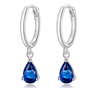 BAMOER σκουλαρίκια κρίκοι SCE1018-BU με κυβική ζιρκόνια, ασήμι 925, μπλε