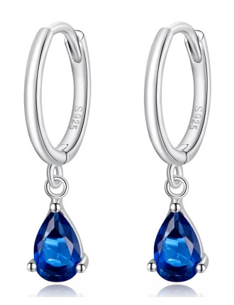 BAMOER σκουλαρίκια κρίκοι SCE1018-BU με κυβική ζιρκόνια, ασήμι 925, μπλε BAMOER σκουλαρίκια κρίκοι SCE1018-BU με κυβική ζιρκόνια, ασήμι 925, μπλε