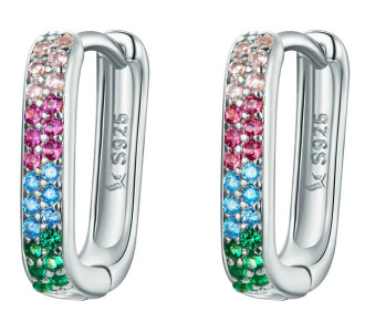 BAMOER σκουλαρίκια κρίκοι SCE1218, κυβική ζιρκόνια, ασήμι 925, ασημί