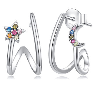 BAMOER σκουλαρίκια διπλοί κρίκοι SCE1480, κυβική ζιρκόνια, ασήμι 925 BAMOER σκουλαρίκια διπλοί κρίκοι SCE1480, κυβική ζιρκόνια, ασήμι 925