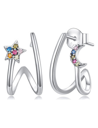 BAMOER σκουλαρίκια διπλοί κρίκοι SCE1480, κυβική ζιρκόνια, ασήμι 925 BAMOER σκουλαρίκια διπλοί κρίκοι SCE1480, κυβική ζιρκόνια, ασήμι 925