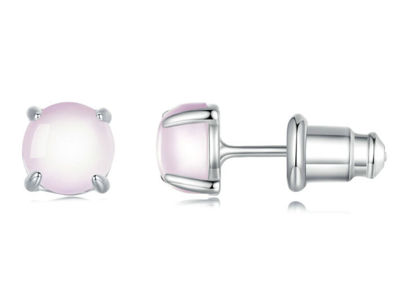 BAMOER σκουλαρίκια καρφωτά SCE1529-2 με φεγγαρόπετρα, ασήμι 925, ροζ
