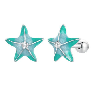 BAMOER σκουλαρίκια καρφωτά SCE1747 σε σχήμα κοχύλι, ασήμι 925, βεραμάν