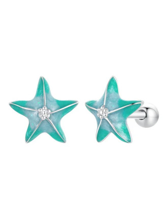 BAMOER σκουλαρίκια καρφωτά SCE1747 σε σχήμα κοχύλι, ασήμι 925, βεραμάν