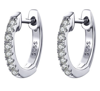 BAMOER σκουλαρίκια κρίκος SCE498-A με κυβική ζιρκόνια, ασήμι 925, ασημί BAMOER σκουλαρίκια κρίκος SCE498-A με κυβική ζιρκόνια, ασήμι 925, ασημί