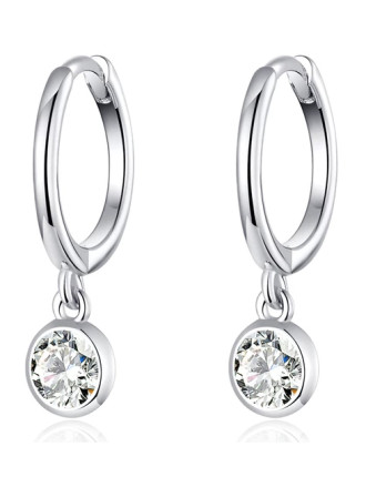 BAMOER σκουλαρίκια κρίκος SCE830 με κυβική ζιρκόνια, ασήμι 925, ασημί