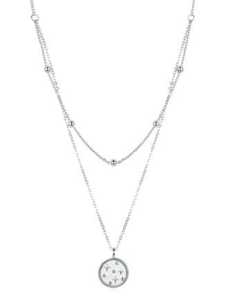 BAMOER κολιέ SCN365 δυο σειρών, ασήμι 925, ασημί