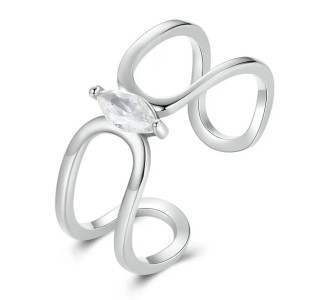 BAMOER δαχτυλίδι SCR1065-E με κυβική ζιρκόνια, ανοιγόμενο, ασήμι 925, ασημί