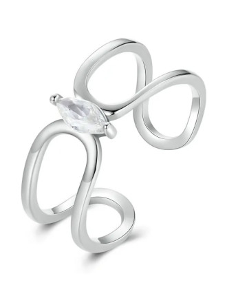 BAMOER δαχτυλίδι SCR1065-E με κυβική ζιρκόνια, ανοιγόμενο, ασήμι 925, ασημί