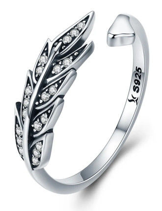 BAMOER δαχτυλίδι SCR313, κυβική ζιρκόνια, ανοιγόμενο, ασήμι 925, ασημί