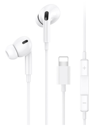 USAMS earphones με μικρόφωνο EP-41, Lightning, Φ10mm, 1.2m, λευκά