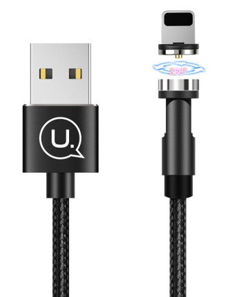 USAMS καλώδιο USB σε lightning US-SJ472, μαγνητικό, 2.1A, 1m, μαύρο