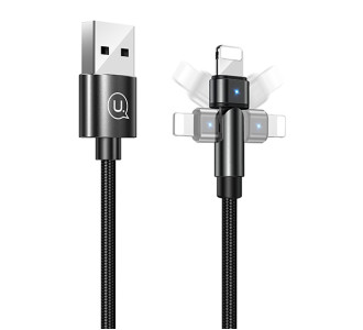 USAMS καλώδιο Lightning σε USB US-SJ476, περιστρεφόμενο, 2.1A, 1m, μαύρο