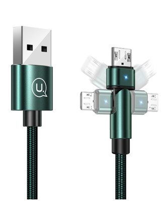 USAMS καλώδιο Micro USB σε USB SJ478, περιστρεφόμενο, 2A, 1m, πράσινο USAMS καλώδιο Micro USB σε USB SJ478, περιστρεφόμενο, 2A, 1m, πράσινο
