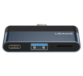 USAMS USB hub US-SJ491 με card reader, 2x θυρών, 5Gbps, 60W, USB-C, γκρι USAMS USB hub US-SJ491 με card reader, 2x θυρών, 5Gbps, 60W, USB-C, γκρι