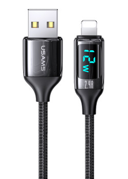 USAMS καλώδιο Lightning σε USB US-SJ543, 12W, 1.2m, μαύρο