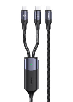 USAMS καλώδιο USB-C σε 2x USB-C US-SJ551, PD 100W, 1.2m, μαύρο