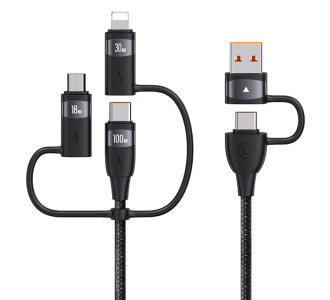 USAMS καλώδιο USB/USB-C σε 3 in 1 US-SJ646, PD 100W, 2m, μαύρο