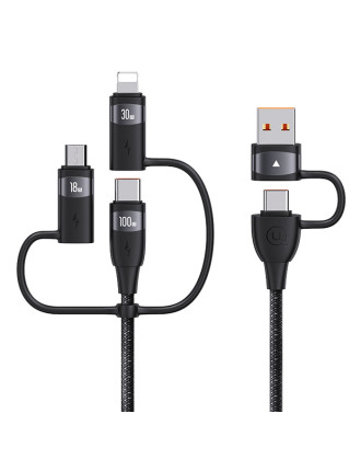 USAMS καλώδιο USB/USB-C σε 3 in 1 US-SJ646, PD 100W, 2m, μαύρο