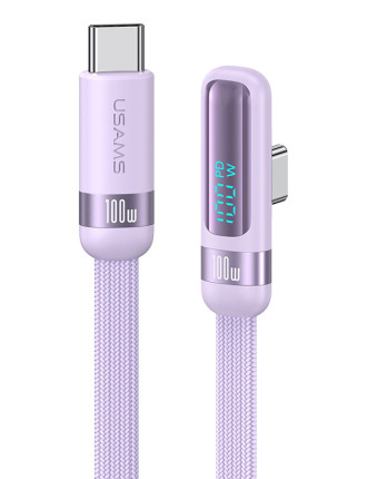 USAMS καλώδιο USB-C US-SJ653, 100W, 480Mbps, flat, 1.2m, μωβ USAMS καλώδιο USB-C US-SJ653, 100W, 480Mbps, flat, 1.2m, μωβ