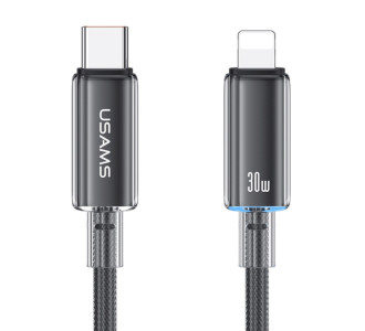 USAMS καλώδιο Lightning σε USB-C US-SJ659, 30W, 480Mbps, 1.2m, μαύρο