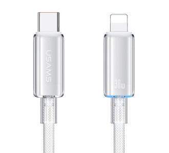 USAMS καλώδιο Lightning σε USB-C US-SJ659, 30W, 480Mbps, 1.2m, λευκό