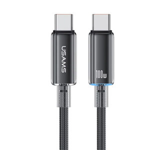 USAMS καλώδιο USB-C σε USB-C US-SJ660, 100W, 480Mbps, 1.2m, μαύρο