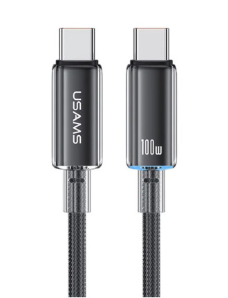 USAMS καλώδιο USB-C σε USB-C US-SJ660, 100W, 480Mbps, 1.2m, μαύρο