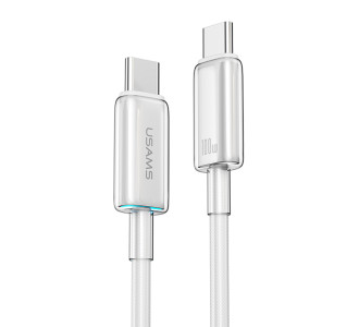 USAMS καλώδιο USB-C σε USB-C US-SJ660, 100W, 480Mbps, 1.2m, λευκό
