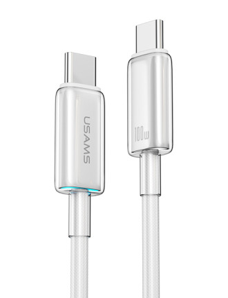 USAMS καλώδιο USB-C σε USB-C US-SJ660, 100W, 480Mbps, 1.2m, λευκό