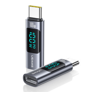 USAMS αντάπτορας USB-C US-SJ682 με οθόνη, 100W, γκρι