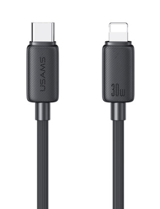 USAMS καλώδιο Lightning σε USB-C US-SJ692, 30W, 480Mbps, 1m, μαύρο